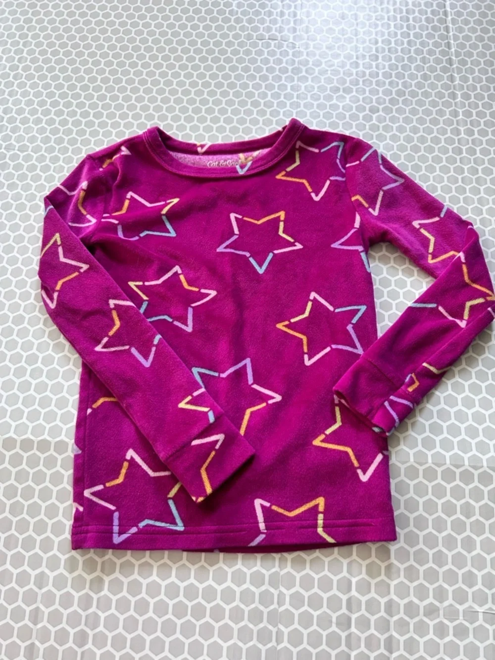 Cat & Jack Magenta Star-Print Kids Pajama Set. Size 6